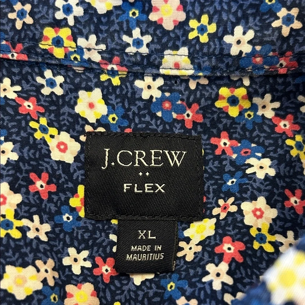 J Crew Men's Navy Floral Short Sleeve Button Down Shirt  Size XL EUC